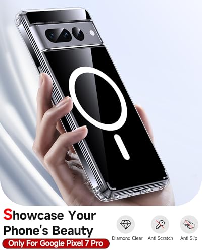 LeYi for Pixel-7-Pro Case: Google Pixel 7 Pro Case [MagSafe Fit] & Raised Camera Guard, Magnetic [Anti-Yellowing] Shockproof Protective para Pixel7Pro Casa Refurbished Smartphone Female Male, Clear - color: Clear, size: Pixel 7 Pro (6.7 Inch)