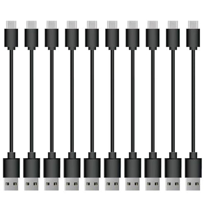 Short USB Type C Cable, 10 Pack 0.5FT USB 2.0 Cables Black