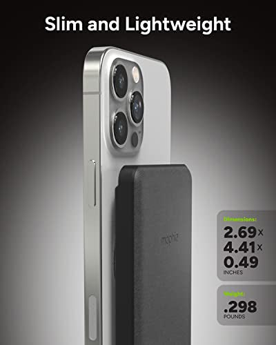 mophie Snap+ Juice Pack Mini - Wireless Portable Magnetic Charger with 5000 mAh Internal Battery, Compatible with MagSafe & Qi-Enabled Smartphones, Works with Apple, Samsung, and Google Phones, Black