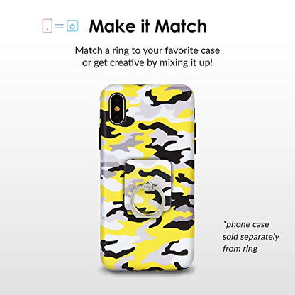 Velvet Caviar Cell Phone Ring Holder - Finger Ring & Stand - Improves Phone Grip Compatible with iPhone, Galaxy and Most Cases (Except Silicone/Leather) - Black Yellow Camo - color: Yellow Camo