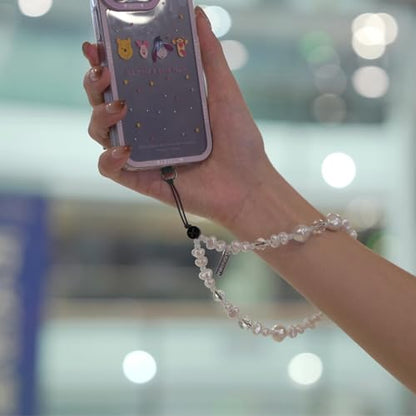 Elegant black bow beaded mobile phone charm -Stylish and lovely mobile wrist strap, cute accessories charm - Perfect for iPhone - style: pearl white