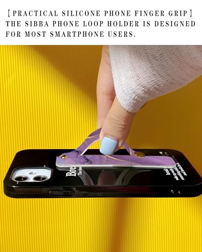 Phone Finger Strap Holder, Portable Phone Grip Loop, Telescopic Silicone Phone Stand, Compatible with Most Smartphones (Purple Marble) - color: Purple Marble