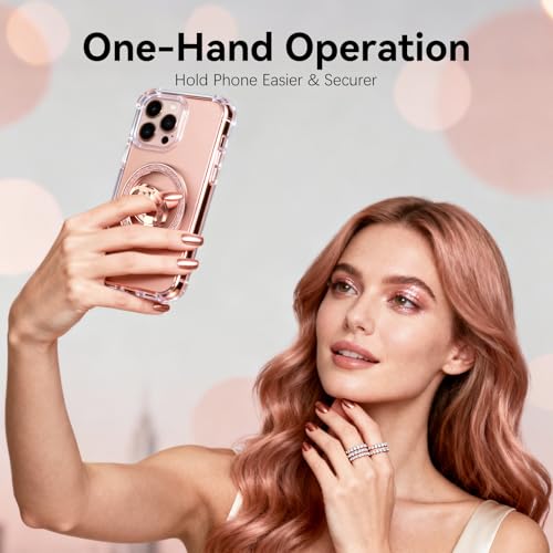 (Flexible Rotation) GUAGUA Magnetic Phone Ring for MagSafe Grip [Super Magnet] Stylish Ring Holder Stand, Mag Safe Accessories for iPhone 17 16 15 14 Pro Max Plus Air, Rose Gold - color: Rose Gold