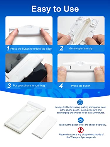 wellhouse Waterproof Phone Pouch, Waterproof Phone Case for iPhone 17 16 15 14 13 Pro Max XS Samsung, IPX8 3D Cellphone Dry Bag Beach Essentials (1 Pack -Earl White 7 inch) - color: 1 Pack -Earl White 7 inch