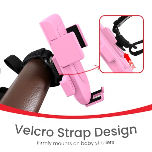 Baby Stroller Phone Holder, Universal Handlebar Phone Mount Pink