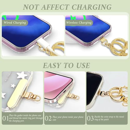 Phone Wrist Strap Phone Charm Strap with Bow & Cherry&letters Metal Phone Chain Tab Adjustable length - color: B
