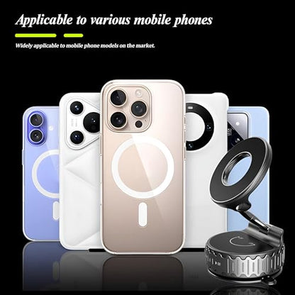 Car Phone Holder, 360° Adjustable Vacuum Suction Cup Vehicle Cell Phone Mount, Foldable Portable Hands Free Automotive Smartphone Holder, Universal Fit (Black) - color: Black