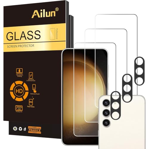 Ailun Screen Protector for Galaxy S23+/ S23 Plus [6.6 Inch] 3Pack + 3Pack Camera Lens Tempered Glass Fingerprint Unlock 0.25mm Ultra Clear Anti-Scratch Case Friendly [Not For S23 Ultra] - color: Transparent, size: S23 Plus/S23+ 6.6 inches