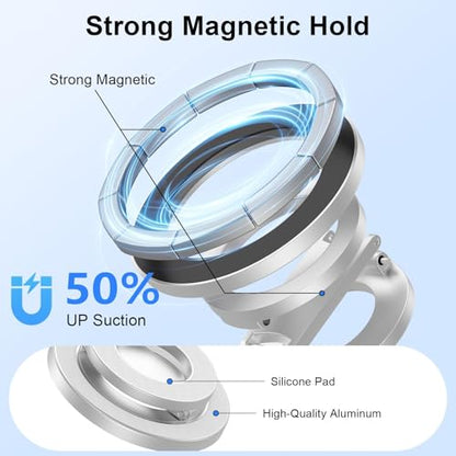 MagSafe Phone Ring Holder, Magnetic Grip Stand Dual-Sided Phone Holder - color: white