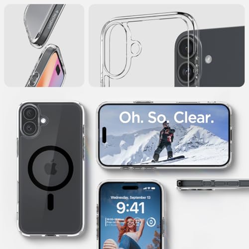 Spigen for iPhone 16 Plus Case, Ultra Hybrid MagFit [Anti-Yellowing] [Compatible with Magsafe] - Clear Black - color: Clear Black, size: iPhone 16 Plus