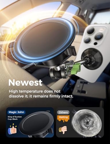 MAGIC JOHN Magnetic Car Phone Holder, Windshield Metal Suction Cup Mount - style: Extended