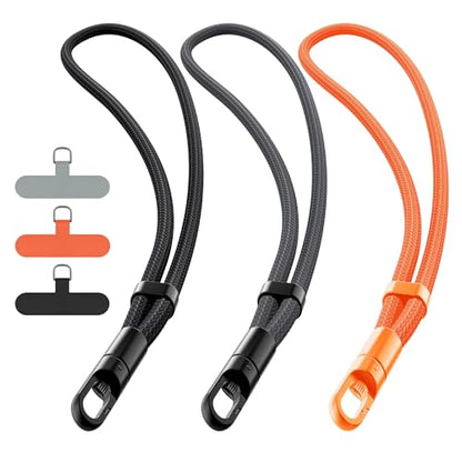 takyu 3 Pack Phone Wrist Strap, 360°Rotating Phone Lanyard without Tangles - color: Black, Dark Gray, Orange