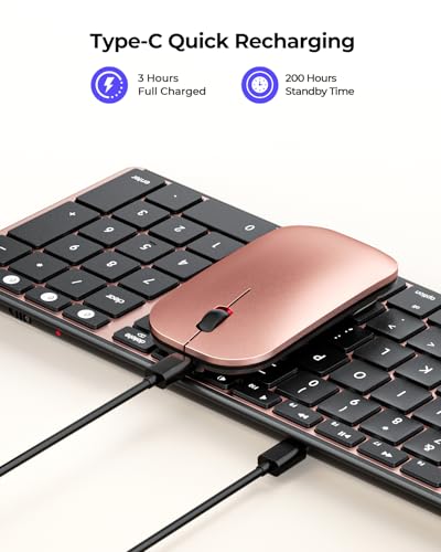 seenda SKM64-2 Bluetooth Keyboard and Mouse Combo for Mac, MacBook and iPad - color: Black & Rose Gold