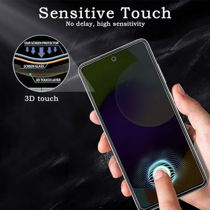 Privacy Screen Protector for Samsung Galaxy A52/A51/A53 5G, Shatterproof Tempered Glass Accessories, Anti Spy Tempered Glass Film, Case Friendly Ultra Resistant 9H Hardness Anti-Glare HD Black -3 Pack