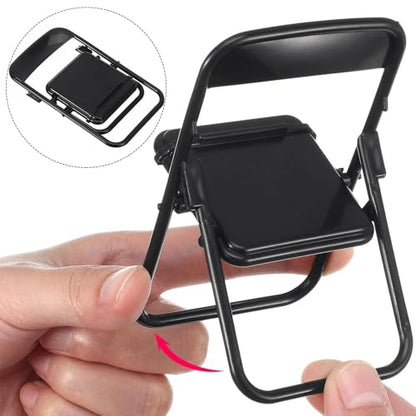 12 Pcs Black Mini Folding Chair Phone Stand, 1: 12 Dollhouse Accessories