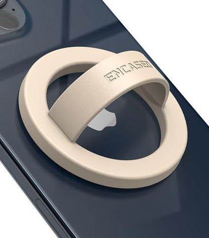 Encased Magnetic Phone Grip Holder (Compatible with MagSafe) Thin Silicone Finger Loop Ring for iPhone (Ivory) - color: Ivory