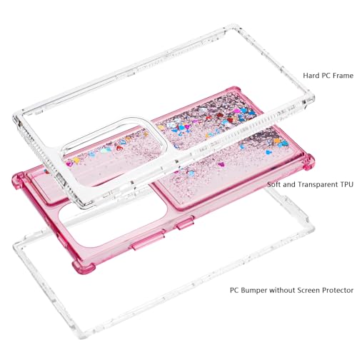 Designed for Samsung Galaxy S25 Ultra Case with Liquid Glitter, 3-in-1 Military-Grade Protection & Sparkling Quicksand, Clear Anti-Yellowing Bling Galaxy S25 Ultra Case for Women 6.9”