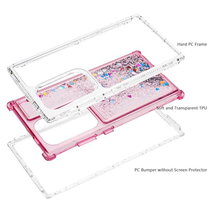 Designed for Samsung Galaxy S25 Ultra Case with Liquid Glitter, 3-in-1 Military-Grade Protection & Sparkling Quicksand, Clear Anti-Yellowing Bling Galaxy S25 Ultra Case for Women 6.9”