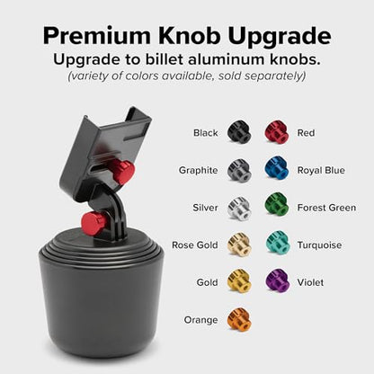 WeatherTech CupFone with Solid Billet Aluminum Knobs - Rose Gold, Adjustable Phone Holder for Smartphones, 360 Rotatable Base, Easy Charging Access - color: Rose Gold Billet Knobs, size: Without 4 Inch Extension