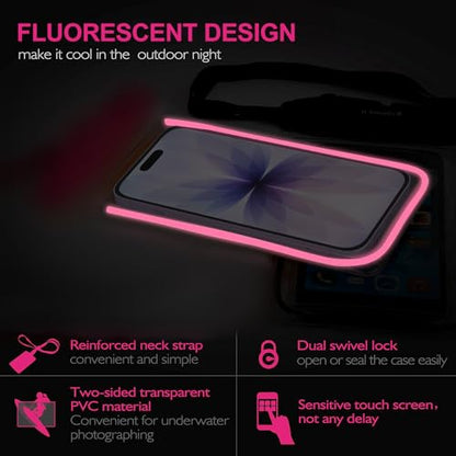 ivoler 2-Pack Waterproof Phone Pouch, Cell Phone Dry Bag for iPhone 17/16/15 Pro Max, Samsung S26/S25 Ultra, Waterproof Phone Case for Beach, Cruise Essentials & Travel, [Fit Up to 7''] - color: Neon Green & Neon Rose Red