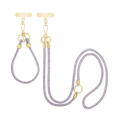 ABJFJE Crystal Phone Lanyard Crossbody & Wrist Strap Phone Strap Crossbody & Wrist Lanyard Anti Theft Phone Strap for Women - color: Light Purple Crystal