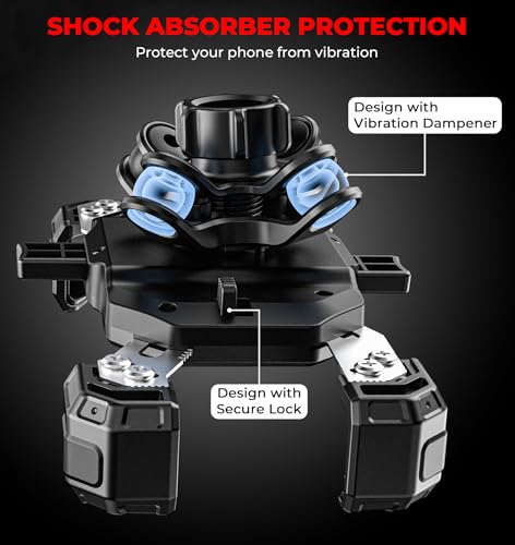 VAZESWIN Motorcycle Bike Phone Mount with Vibration Dampener, 1s Auto Lock