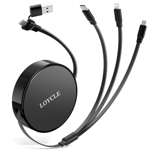 6 in 1 Multi Charger Cable Retractable USB C Cable 1.1m Fast Charging – Up to 66W PD Works with 100W PD Adapter Universal Multi Device Charger for Car and Travel