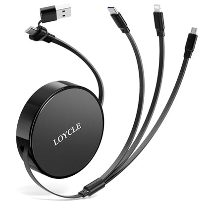 6 in 1 Multi Charger Cable Retractable USB C Cable 1.1m Fast Charging – Up to 66W PD Works with 100W PD Adapter Universal Multi Device Charger for Car and Travel