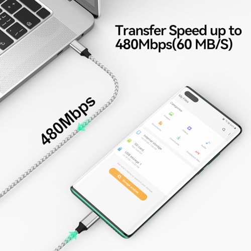USB C to Micro USB Cable 10ft Braided Cord 3M for Charging Data Transmission - size: 10 Feet