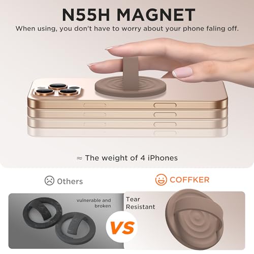 Magnetic Phone Grip for MagSafe, Silicone Ring Grip, Light Brown - color: Light Brown