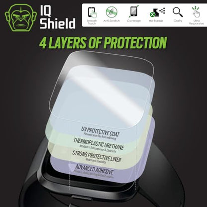 IQShield 6 Pack Screen Protector for Fitbit Versa 2 Easy Install Anti-Scratch Ultra Thin Smudge Resistant Anti-Bubble Clear TPU Film - size: 1.4 INCH