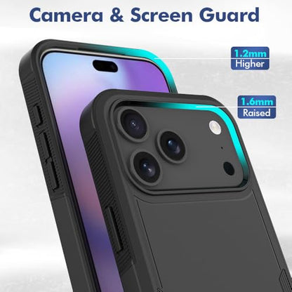 Heavy‑Duty Rugged Anti‑Drop Shockproof Protective Phone Case for iPhone 17 Pro Max, Durable Protective Shell, Black - color: Black, size: iPhone 17 Pro Max
