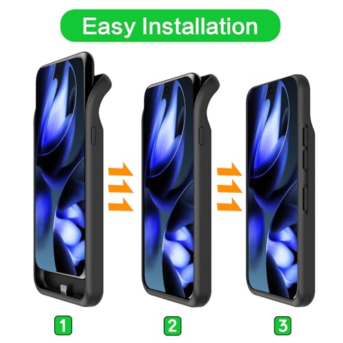 Battery Case for Pixel 9a, Upgraded 10000mAh Battery Pack Rechargeable Charger Case with Wireless Charging Compatible for Pixel 9a(6.3 inch) External Charging Cover(Black) - size: Pixel 9a
