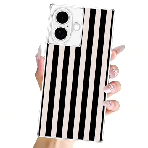 Clear Case for iPhone 17 6,3", Aesthetic Striped Pattern Transparent Cover, Cute Stripes Design, No Yellowing Soft TPU Shockproof Protective Bumper Shell for Women Girls, Black - color: Black, size: iPhone 17