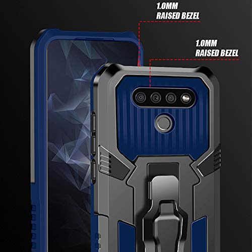 for LG K51 Phone Case,with Tempered Glass Screen Protector [2Pack] Heavy-Duty Military Grade 15ft. Drop Tested Protective Case for LG K51 -Blue - color: BLUE