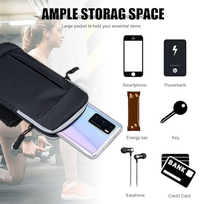 Phone Holder for Running Armband Cell Phone Holder for iPhone 17 16 16e 15 14 13 12 11 Pro Max Xs Xr X Plus Galaxy Ultra Note Carrier Bag Pouch,Gym Sports Arm Bands Sleeve Fit Women Men Kids - color: 05-Black