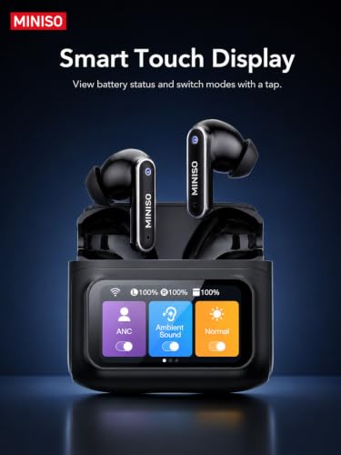 MINISO MS128 ANC Bluetooth 6.0 in-Ear Earbuds Touch Screen Charging Case - color: Black