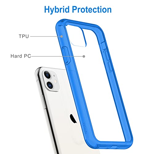 JETech Case for iPhone 11 6.1-Inch, Non-Yellowing Shockproof Phone Bumper Cover, Anti-Scratch Clear Back (Blue) - color: Blue