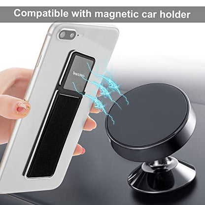 4 Pieces Phone Grip Strap Telescopic Phone Kickstand Elastic Finger Holer Hand Strap Adhesive Loop for Phone Grip with Stand Compatible with Most Smartphones (Black, Silver, Gold, Rose Gold) - color: Black, Silver, Gold, Rose Gold