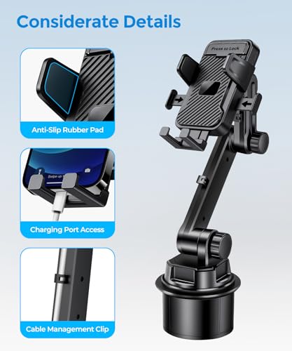 Cup Holder Car Phone Mount, Adjustable Holder for Car, Fits 4-7.2" Phones - color: Single Clamp