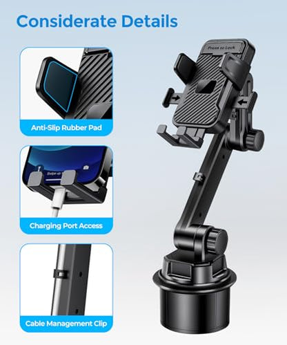 Cup Holder Car Phone Mount, Adjustable Holder for Car, Fits 4-7.2" Phones - color: Single Clamp