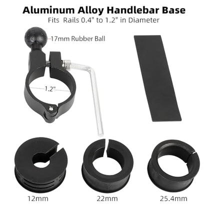 Motorcycle & Bike Phone Holder Mount with Vibration Dampener [Camera Friendly] [1-Second Lock & Release] [Aluminum Alloy Handlebar Clamp Base] for iPhone 17/16/15 Series, 4.7-7" Smartphones