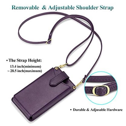 Peacocktion Small Crossbody Cell Phone Purse for Women, Lightweight Mini Small Crossbody Bags for Women with Card Slots - color: 18-purple