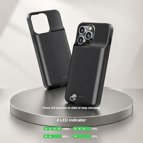 Battery Case for iPhone 14 Pro Max/14 Plus/13 Pro Max/12 Pro Max, Rechargeable Case Charger Soft TPU Anti-Slip Slim 8500mAh 15W Fast Charging Juice Box for 12/13/14 Pro Max/14 Plus 6.7inch-Black