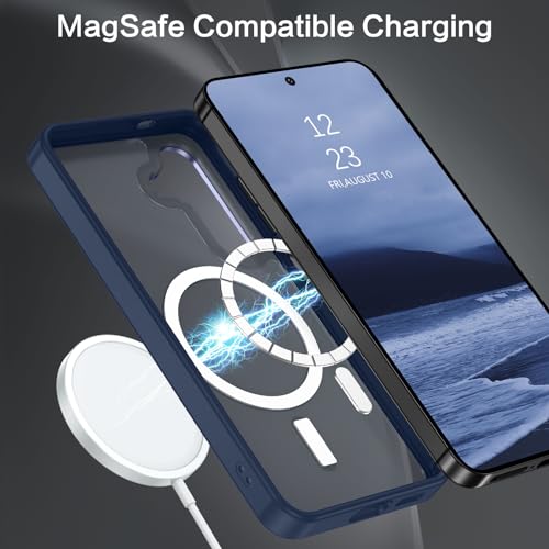 BENTOBEN Magnetic for Samsung Galaxy S24 Plus Case [Compatible with Magsafe] Translucent Matte Slim Thin Shockproof Anti-Yellow Women Men Protective Phone Cover for Galaxy S24 Plus 6.7", Navy Blue - color: Navy Blue