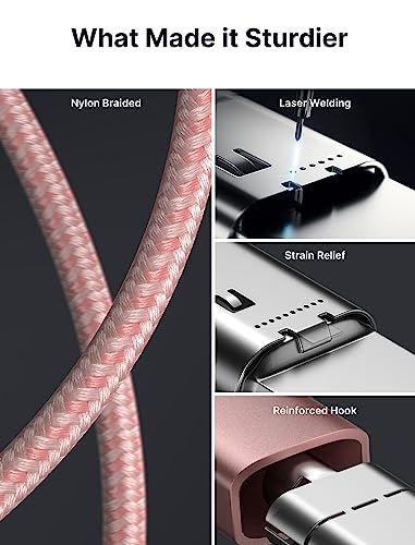 JSAUX 100W USB C to USB C Cable [2-Pack 6.6FT], PD Fast Charging, Pink - color: Pink, size: 6.6ft+6.6ft