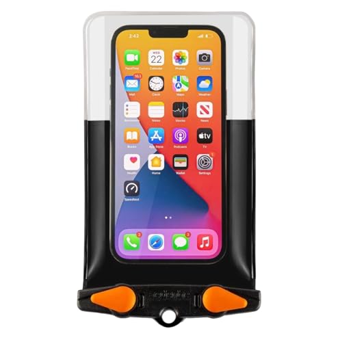 Aquapac Waterproof Phone Case, Large, Black | iPhone and Android, Made in The UK, Hiking, Mountain Biking, Running Accessory, Floating, IPX8 certified to 30 ft deep. - color: Black, size: Large