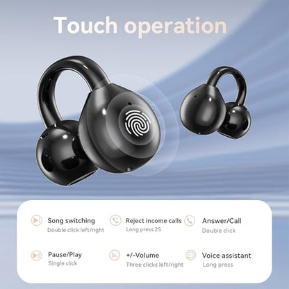 Open Ear Clip Headphones Wireless Earbuds Bluetooth 5.4 Sports Earphones with Wireless LED Touch Screen Waterproof in Ear Earphones for Pad Tablet Laptop Android/iOS Phones (Purple) - color: Purple