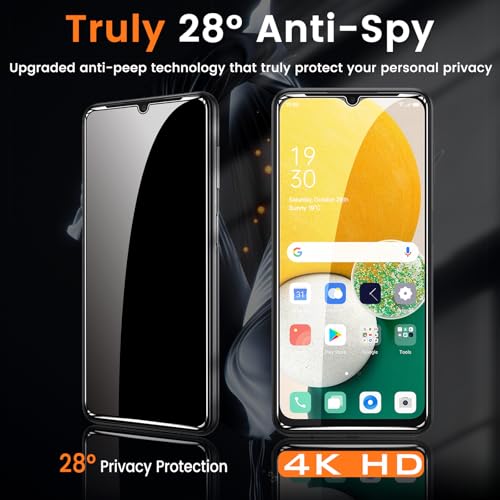 3+3 Pack for Samsung Galaxy A13 5G Privacy Screen Protector with Camera Lens Protector, Anti-Spy Tempered Glass Film, 9H Hardness, Anti-Scratch, Touch Sensitive - size: Galaxy A13