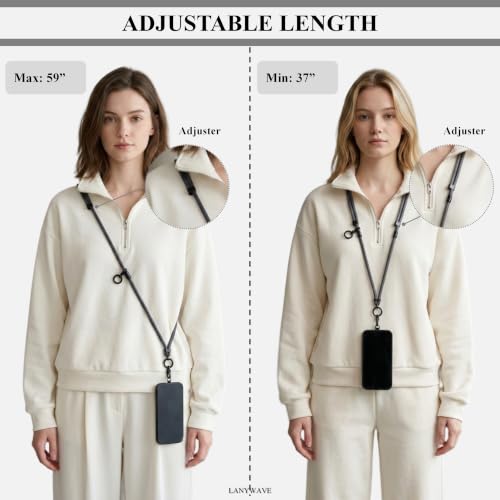4-in-1 Phone Lanyard, Crossbody, Neck, Wrist & Finger Strap - color: Gray